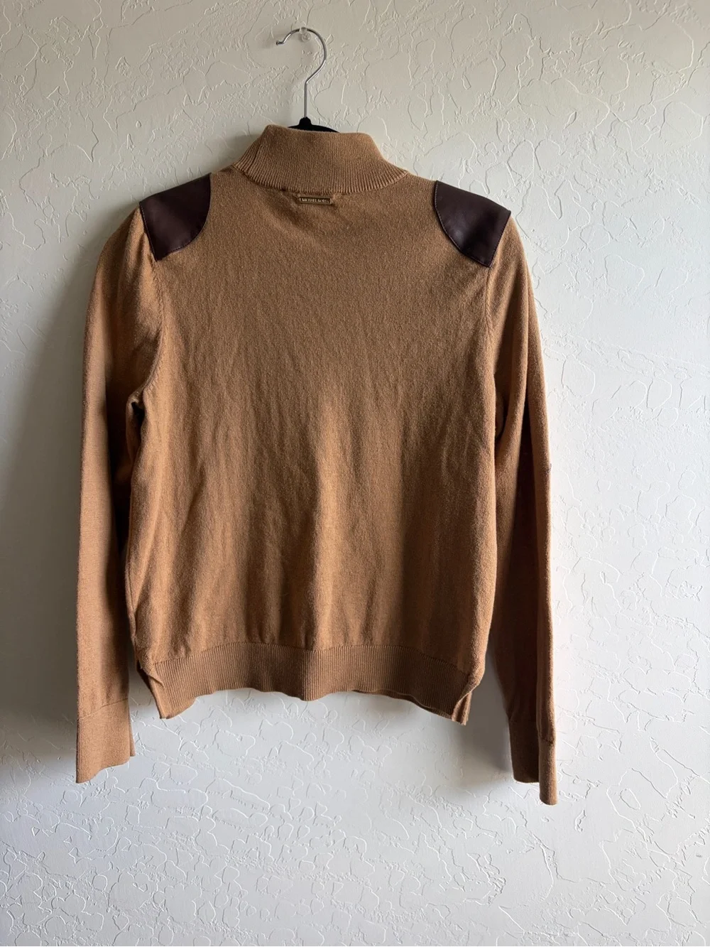 Michael Kors Camel Pullover with Brown Shoulder Patches